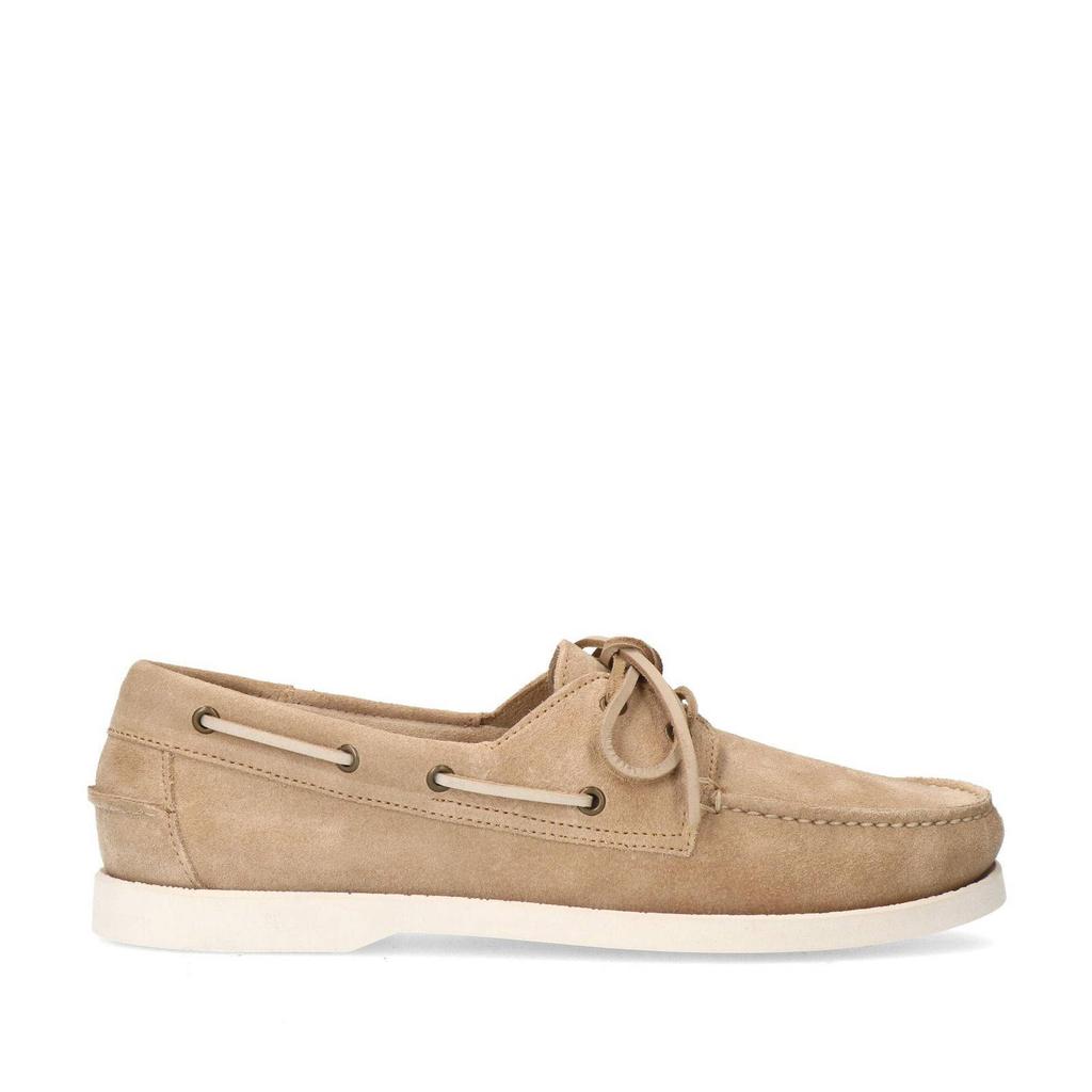 Beige heren Manfield suède bootschoenen met veters