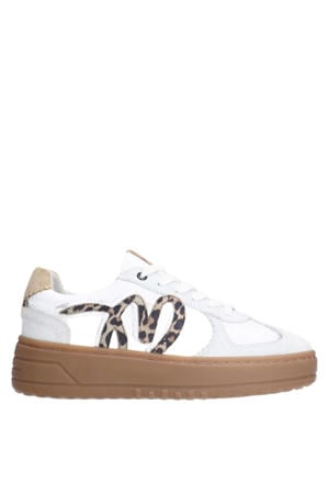 leren sneakers wit/panter