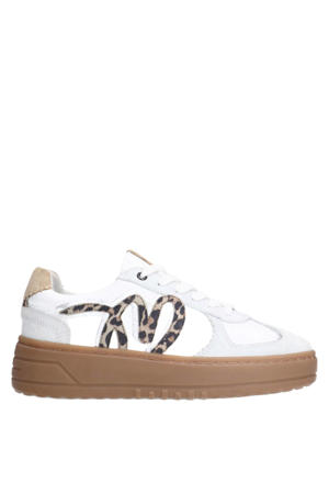 leren sneakers wit/panter