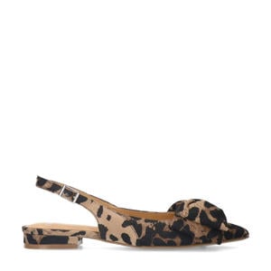 slingback loafers met panterprint zwart/beige