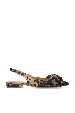 slingback loafers met panterprint zwart/beige