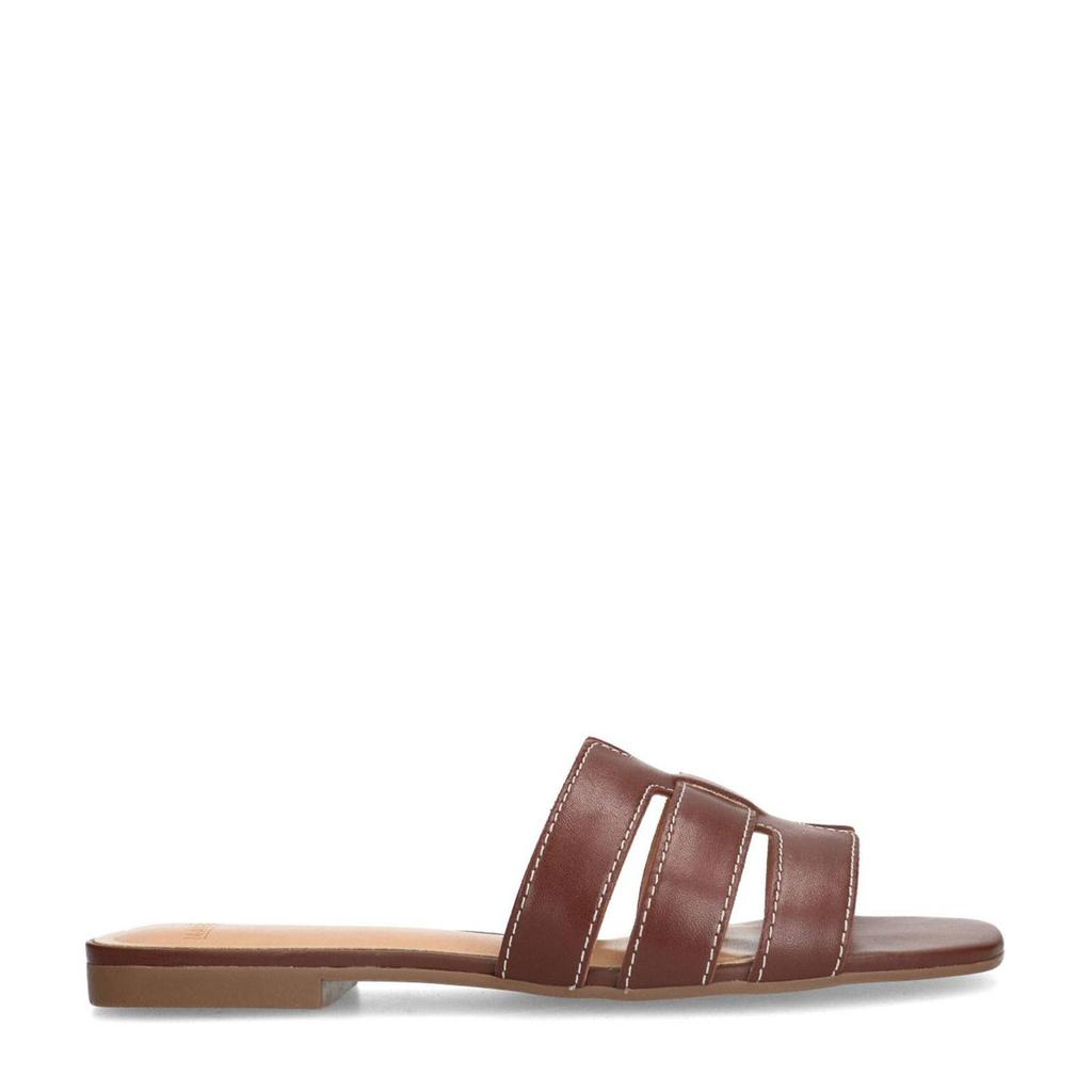 Bruine dames Manfield leren slippers