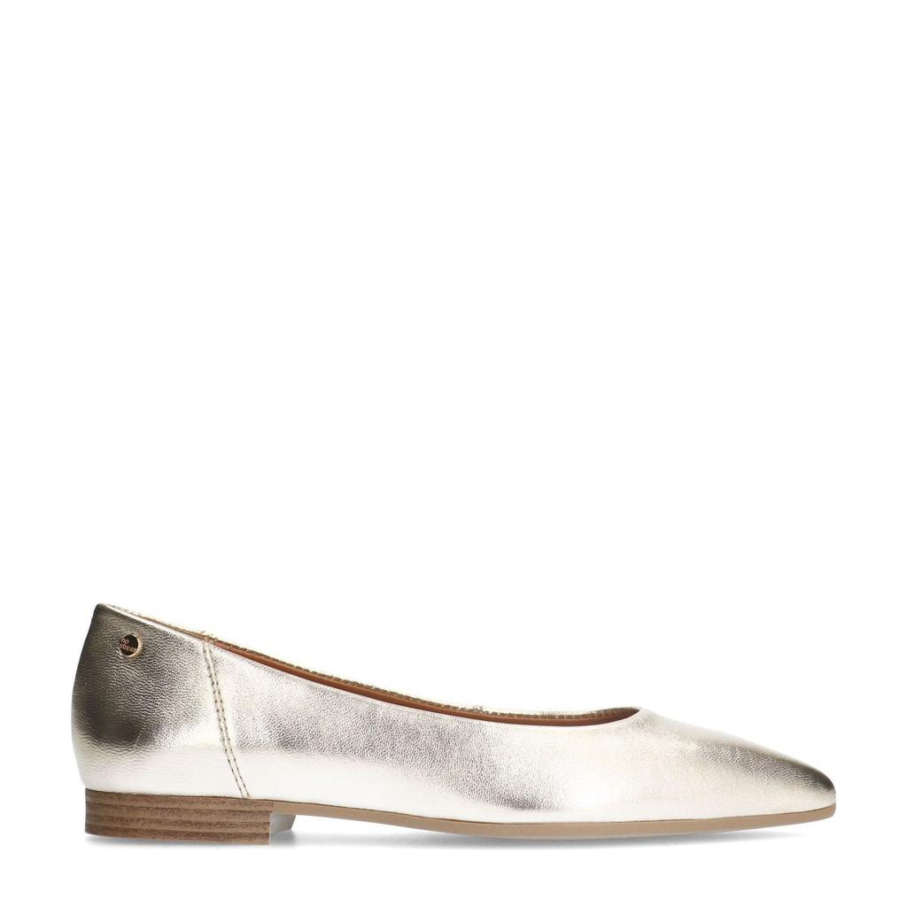 Gouden dames No Stress leren loafers met effen