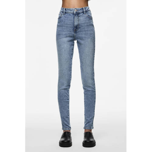 PIECES high waist skinny jeans light blue denim afbeelding