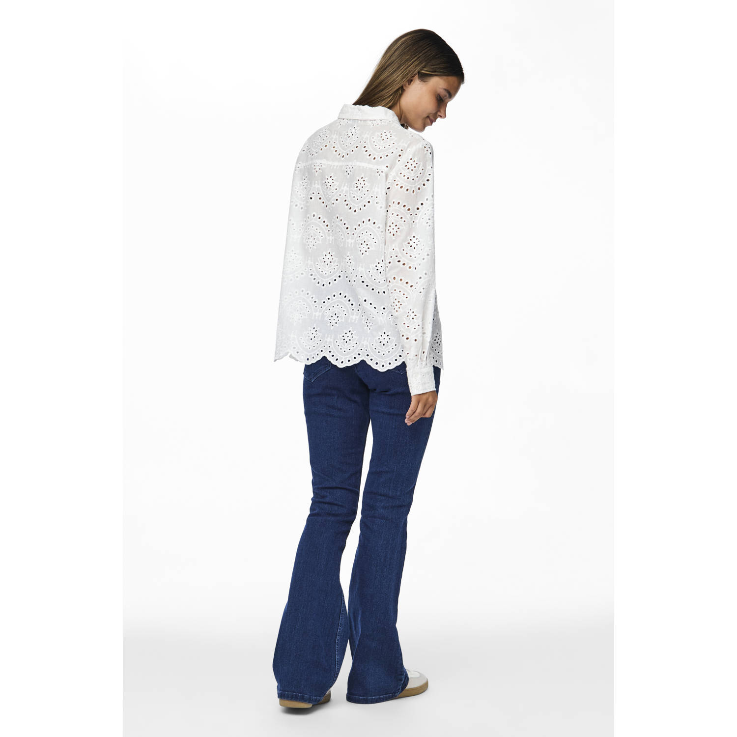 PIECES blouse wit broderie