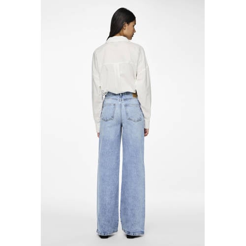PIECES high waist wide leg jeans light blue denim afbeelding