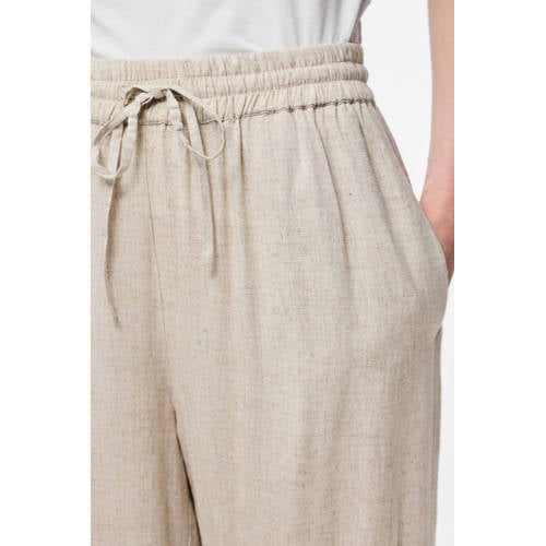 PIECES straight high waist broek beige afbeelding