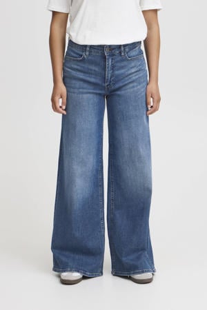 regular waist wide leg jeans medium blue denim