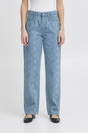 high waist loose fit jeans light blue denim