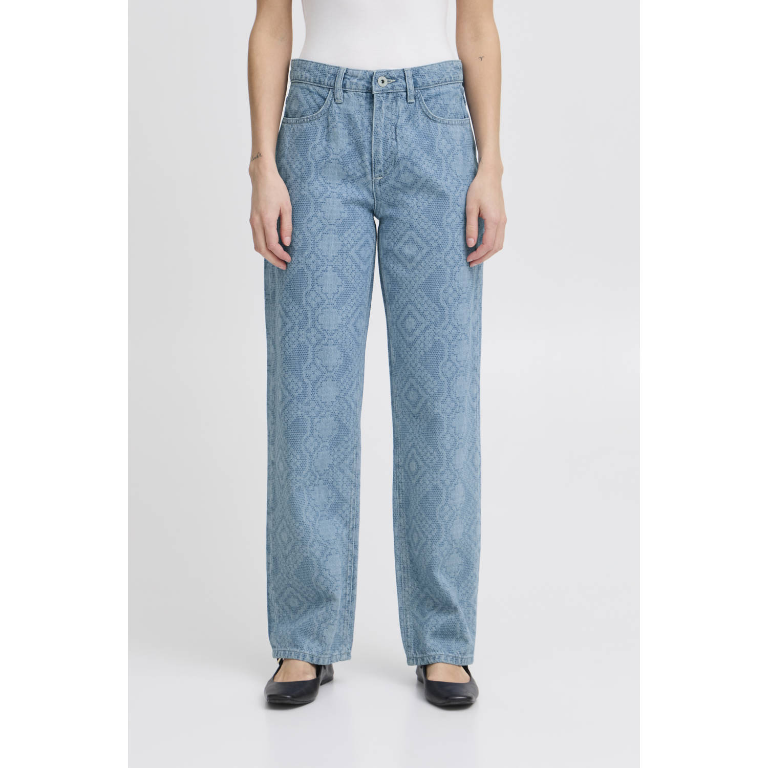 ICHI high waist loose fit jeans light blue denim