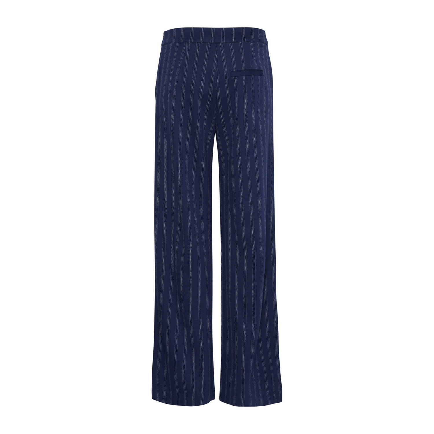 ICHI straight high waist pantalon donkerblauw