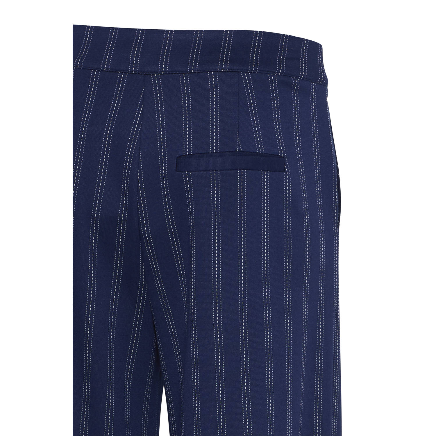 ICHI straight high waist pantalon donkerblauw