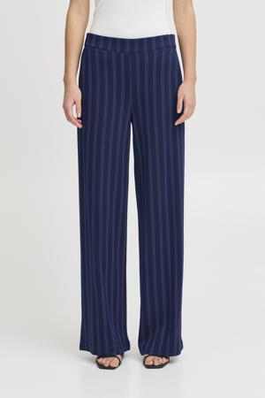 straight high waist pantalon donkerblauw