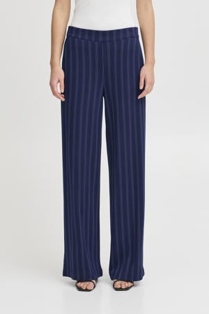 straight high waist pantalon donkerblauw
