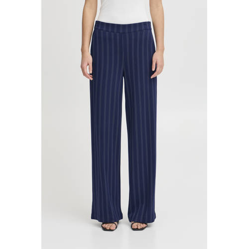 ICHI straight high waist pantalon donkerblauw afbeelding