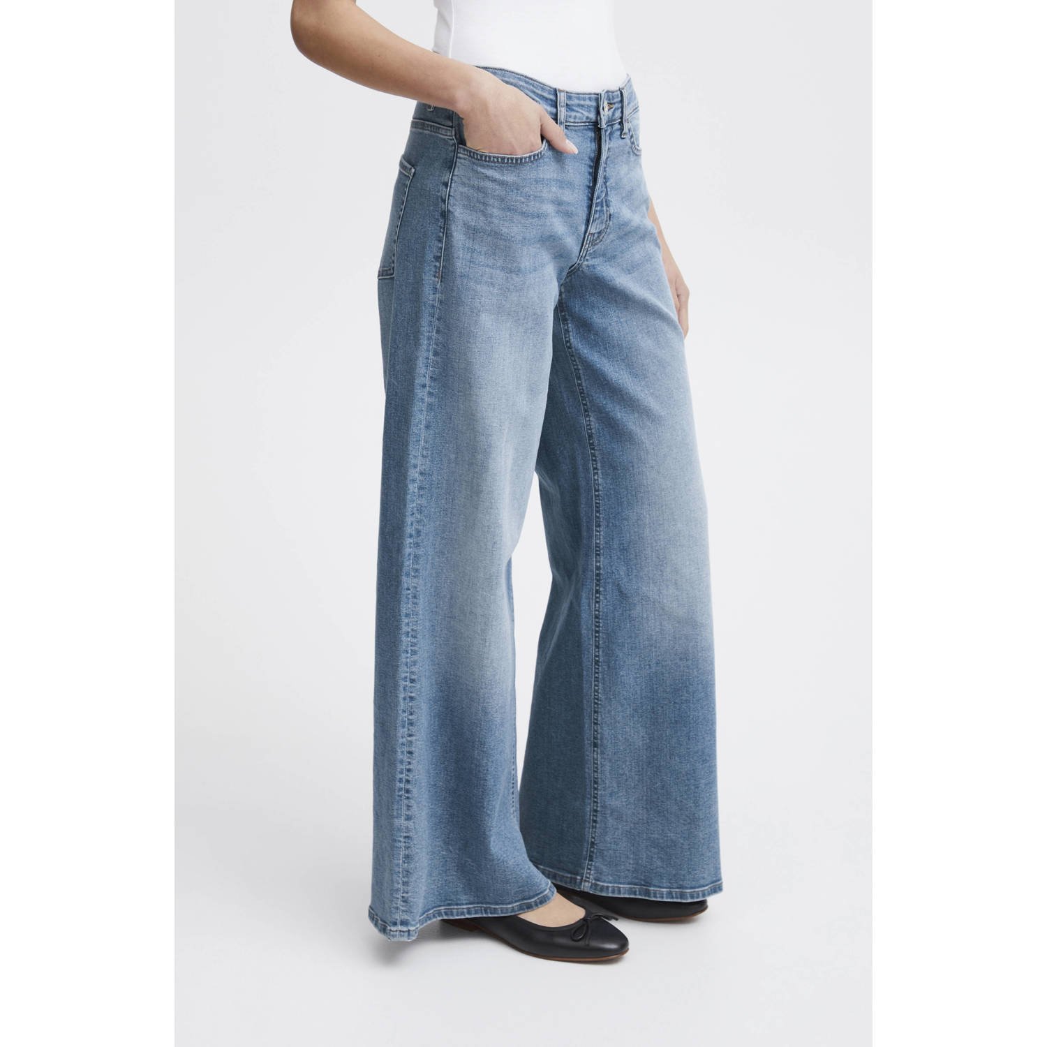 Ichi Wijde Pijp Lichtblauwe Jeans Blue Dames