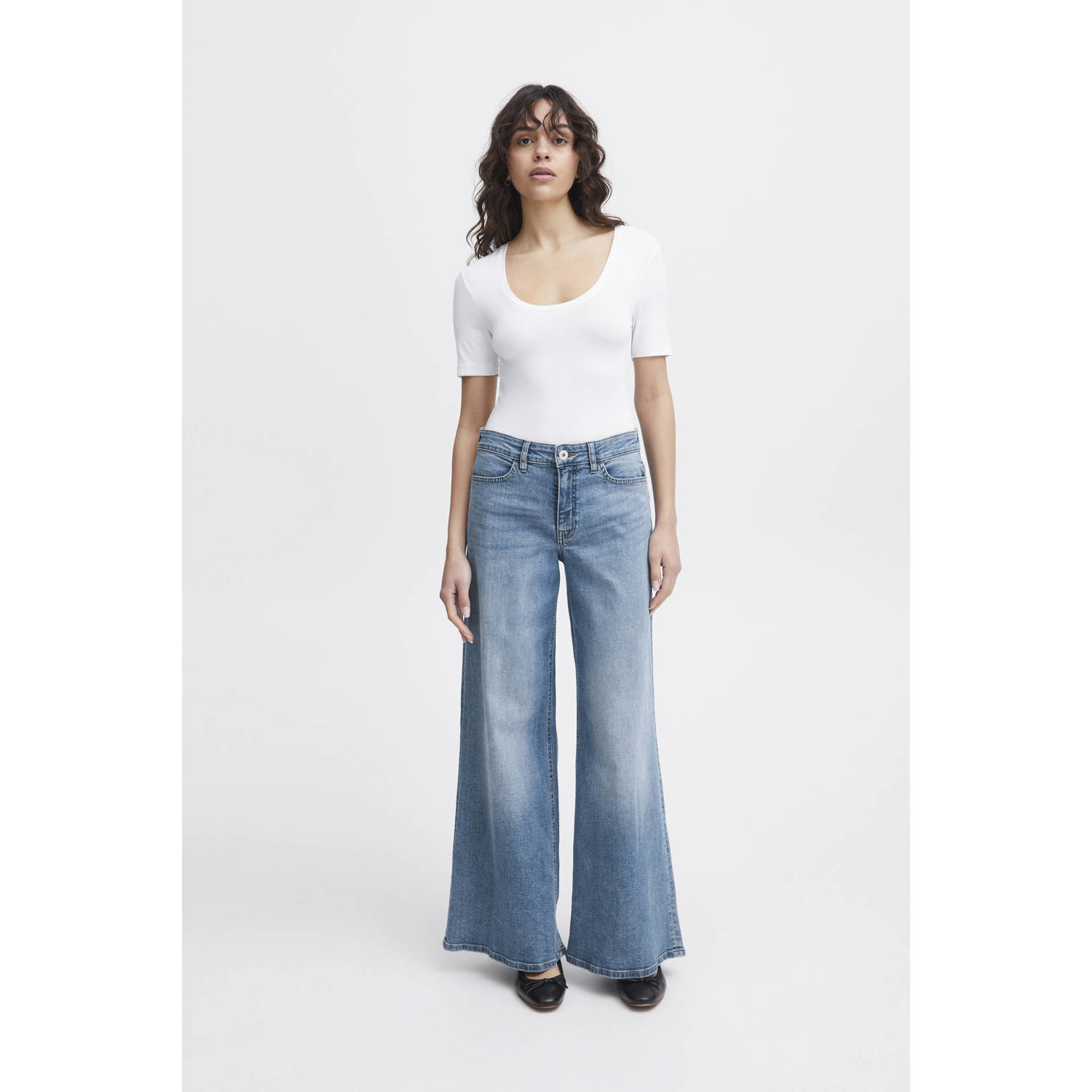 ICHI high waist wide leg jeans
