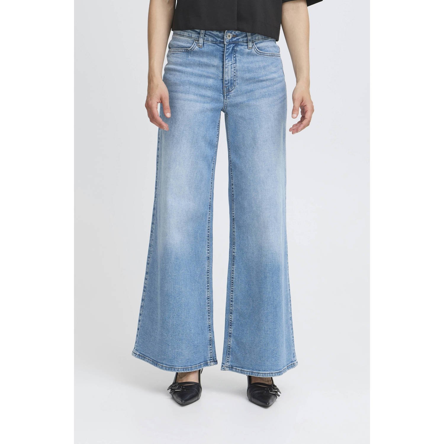 Ichi Wijde Pijp Lichtblauwe Jeans Blue Dames