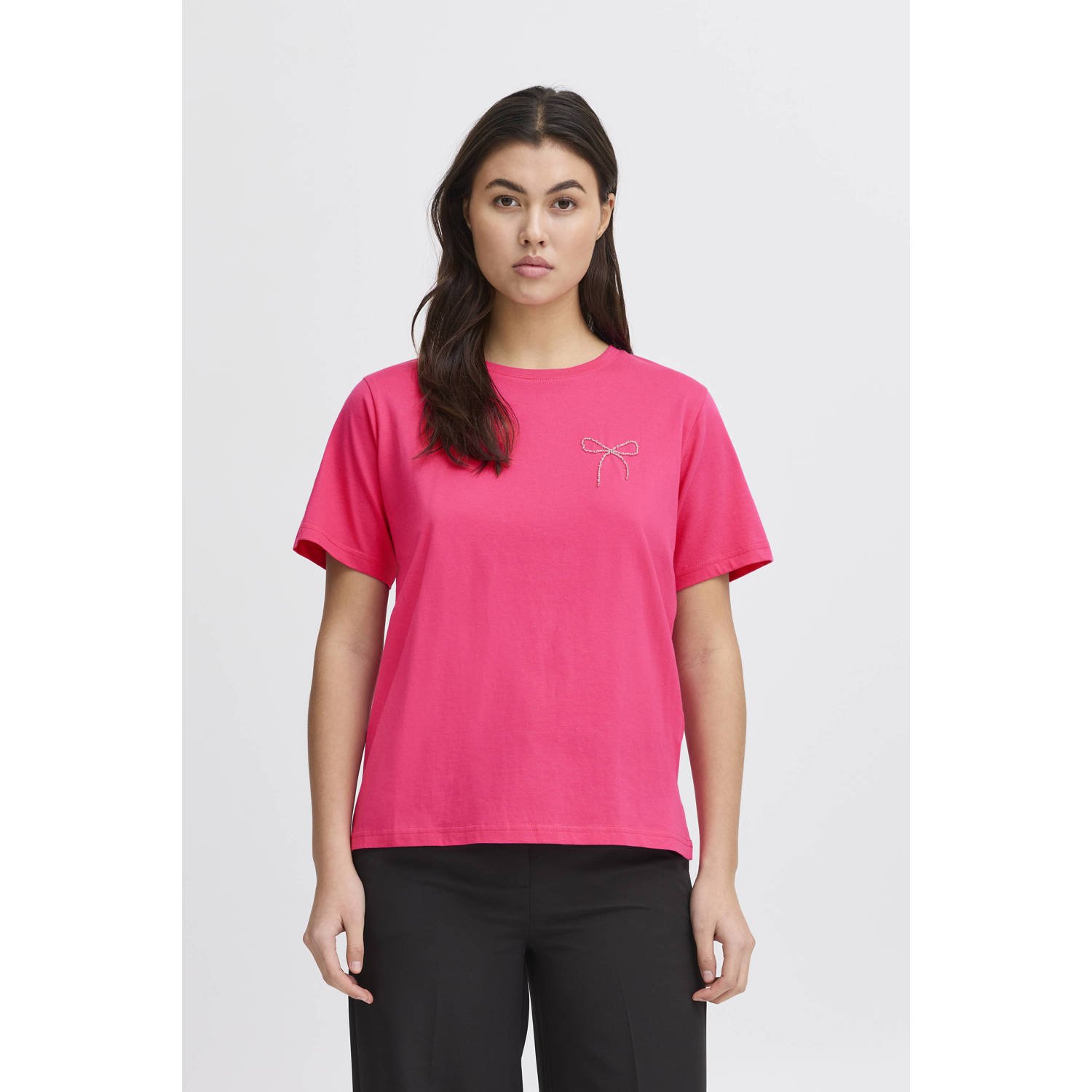 Ichi T-shirt met applicatie model 'NYNNA'