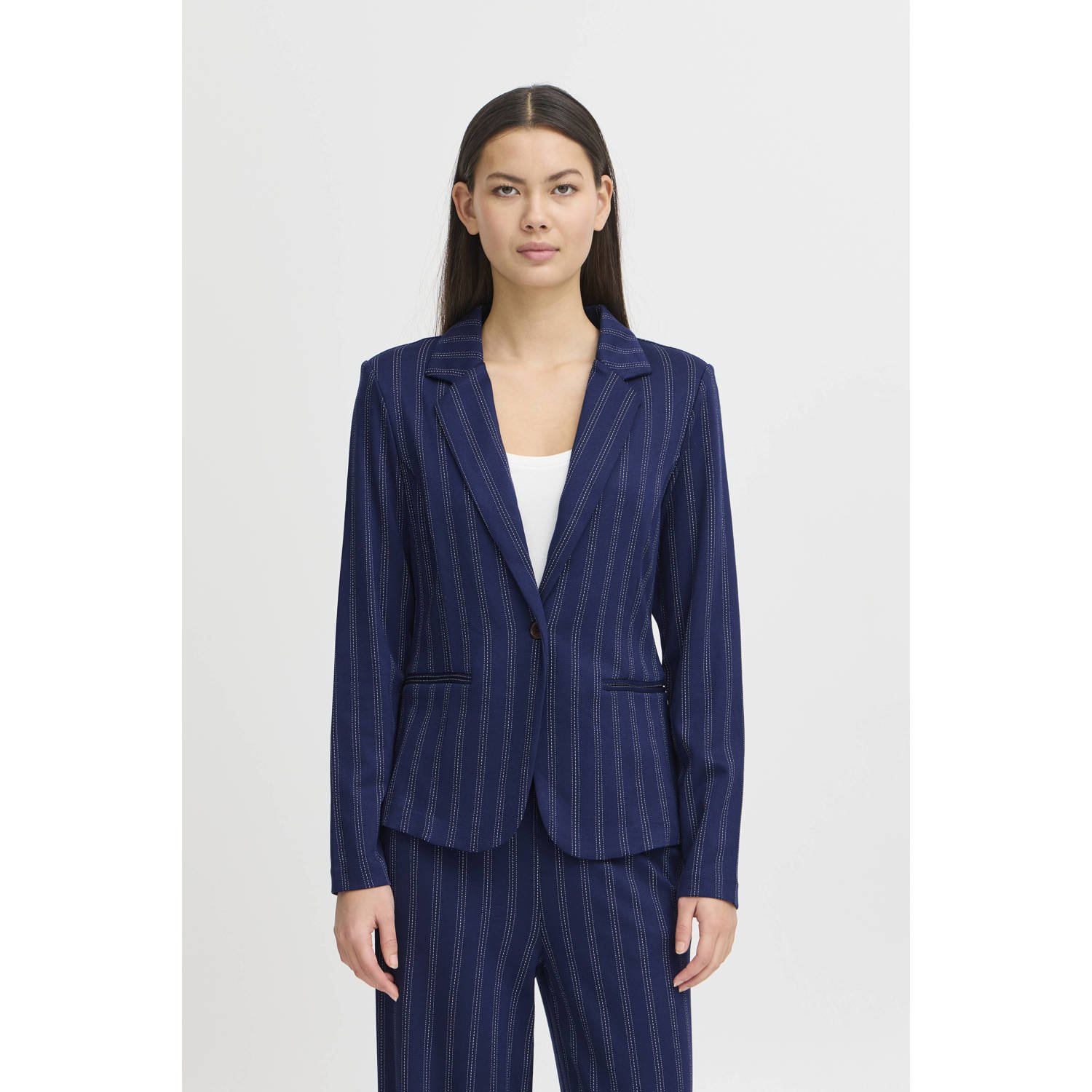 ICHI getailleerde blazer donkerblauw