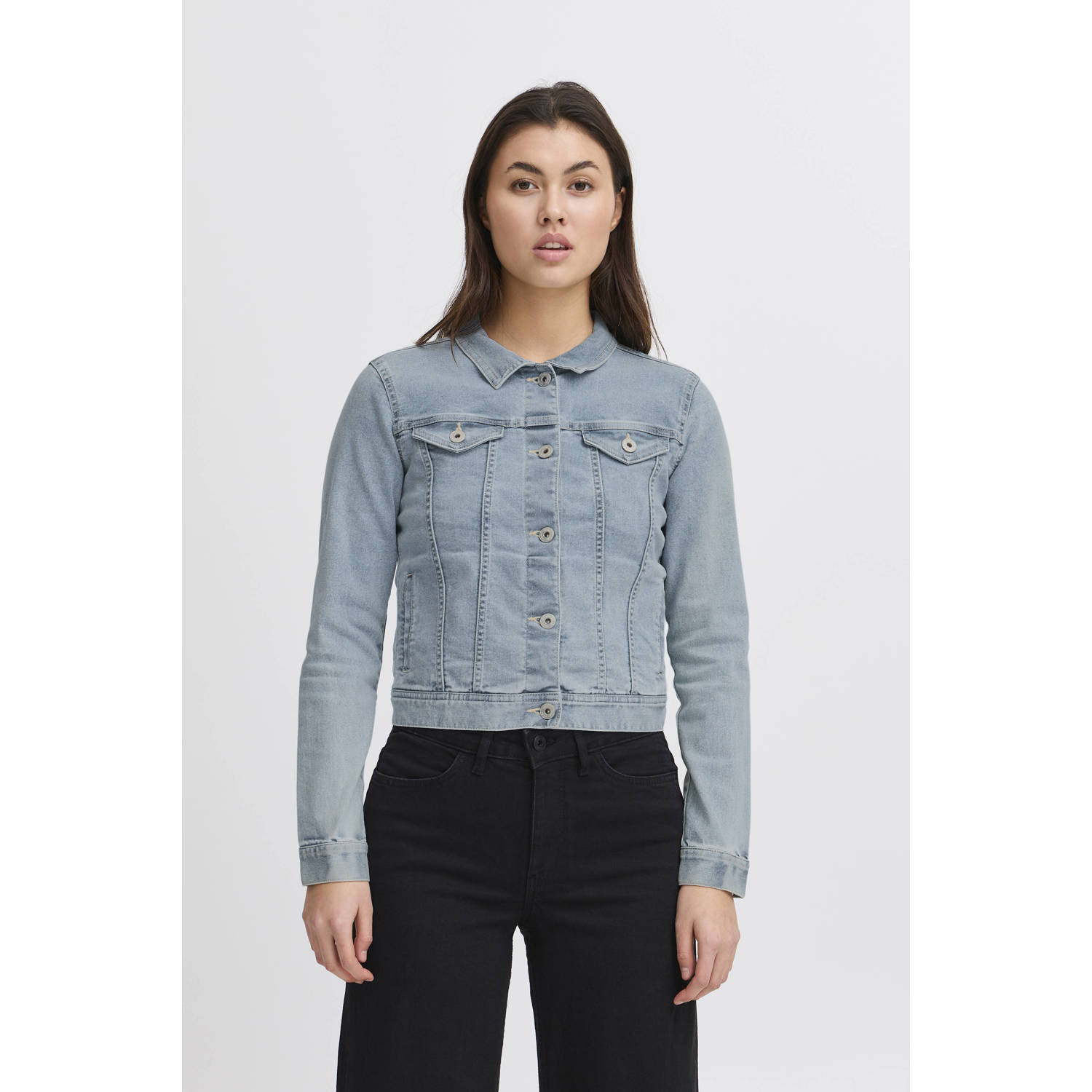ICHI spijkerjas light blue denim