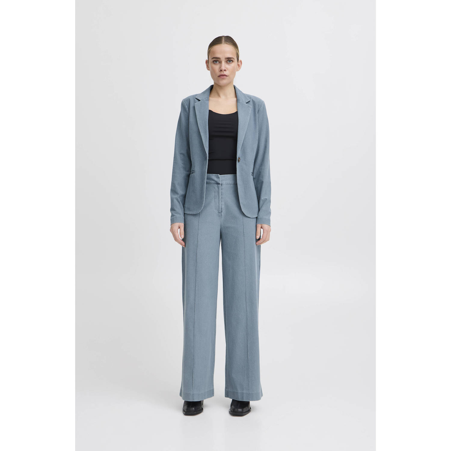 ICHI regular blazer light blue denim