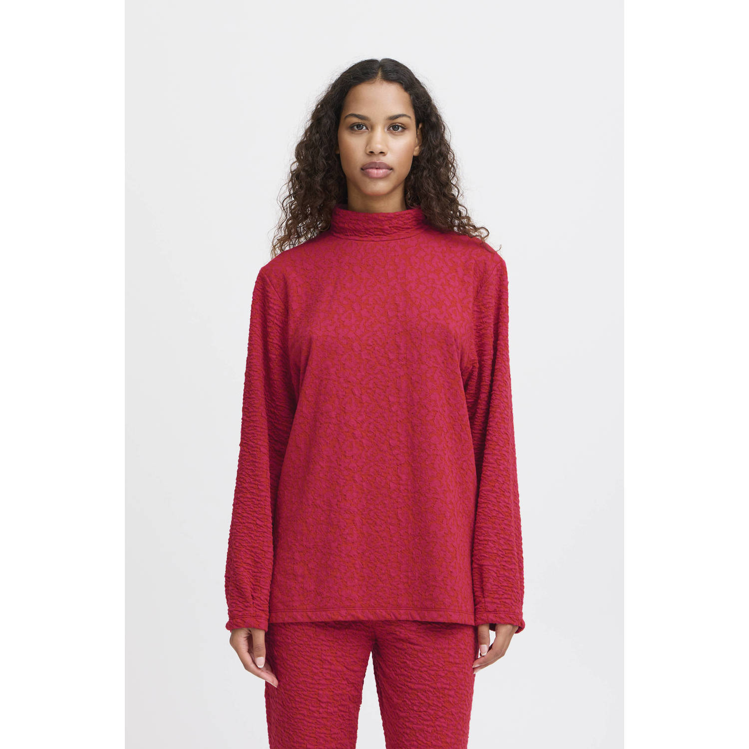 Ichi Shirt met opstaande kraag en viscose model 'HOELLY'