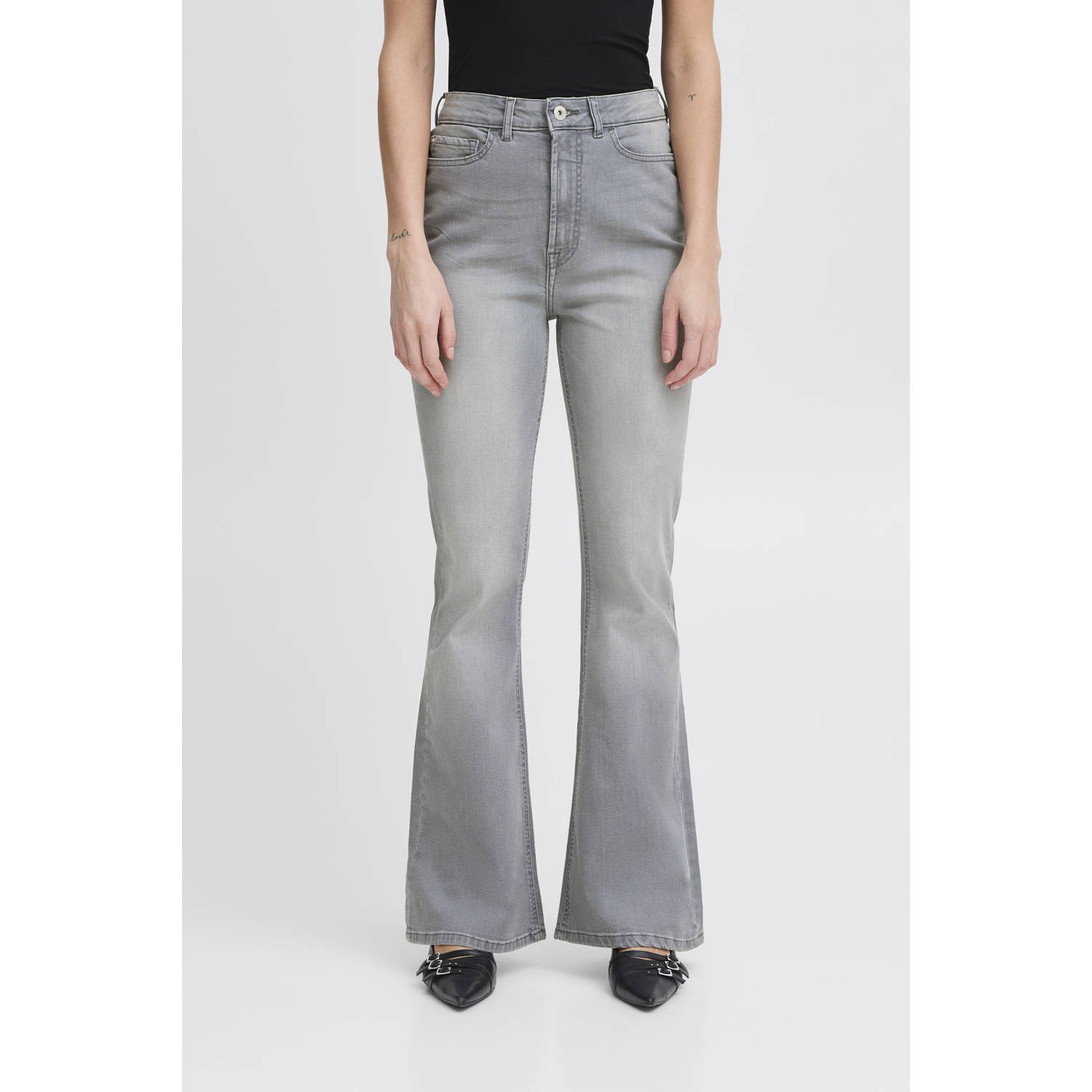 ICHI high waist flared jeans grey denim
