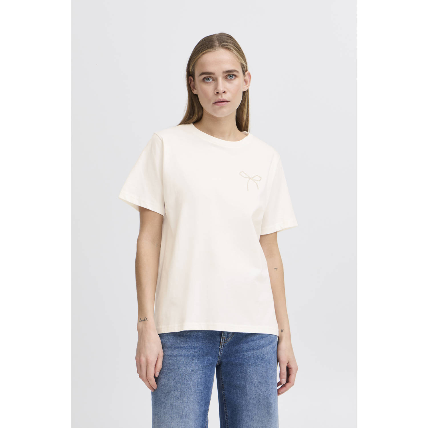 Ichi T-shirt met applicatie model 'NYNNA'