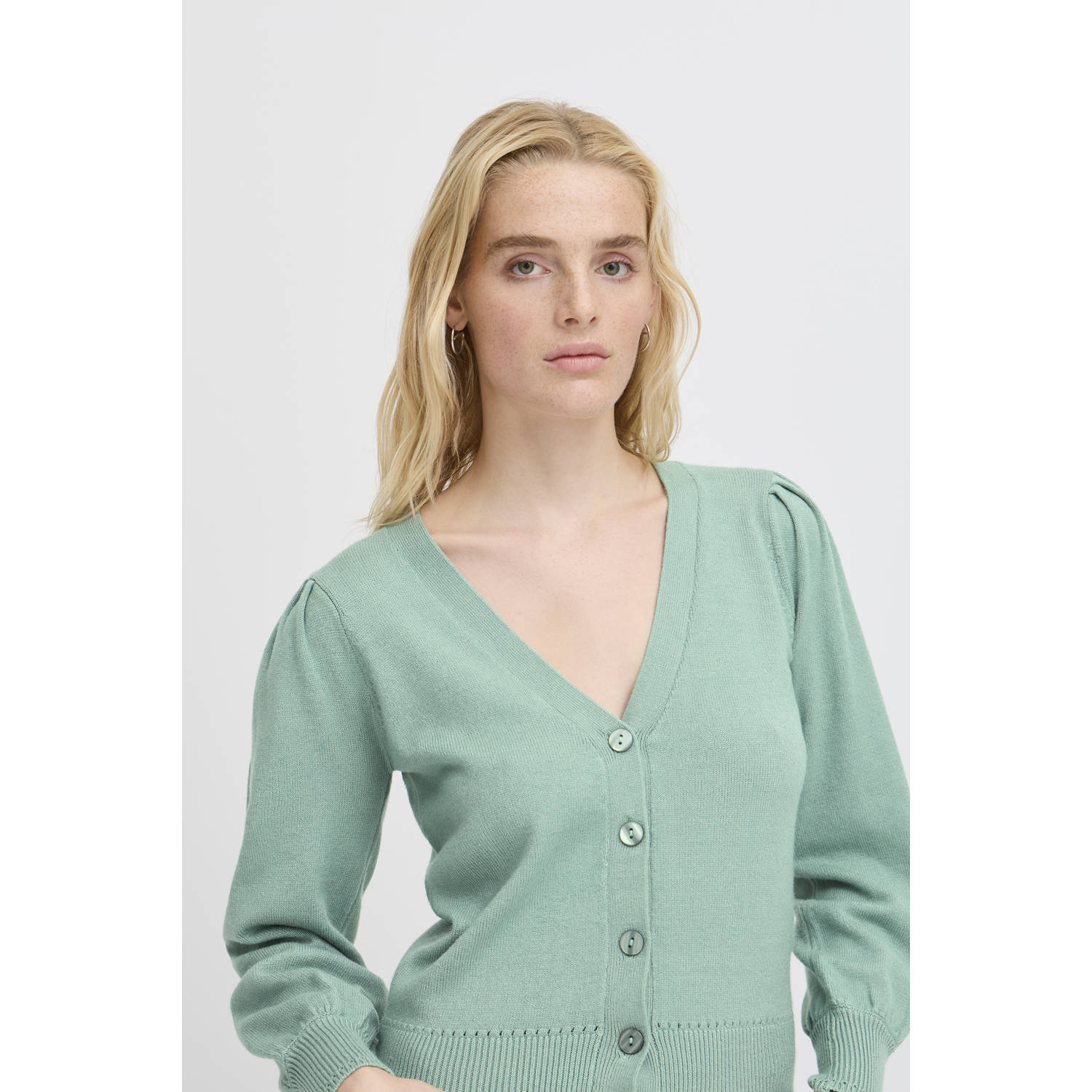 ICHI vest lichtgroen fijn gebreid
