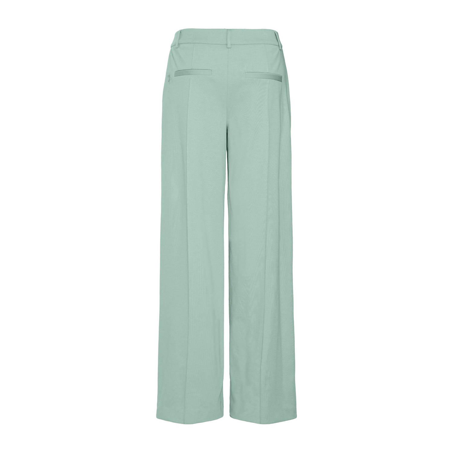 ICHI wide leg regular waist pantalon groen