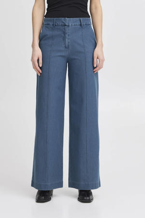 high waist wide leg jeans medium blue denim