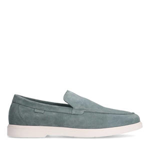   suède loafers blauw