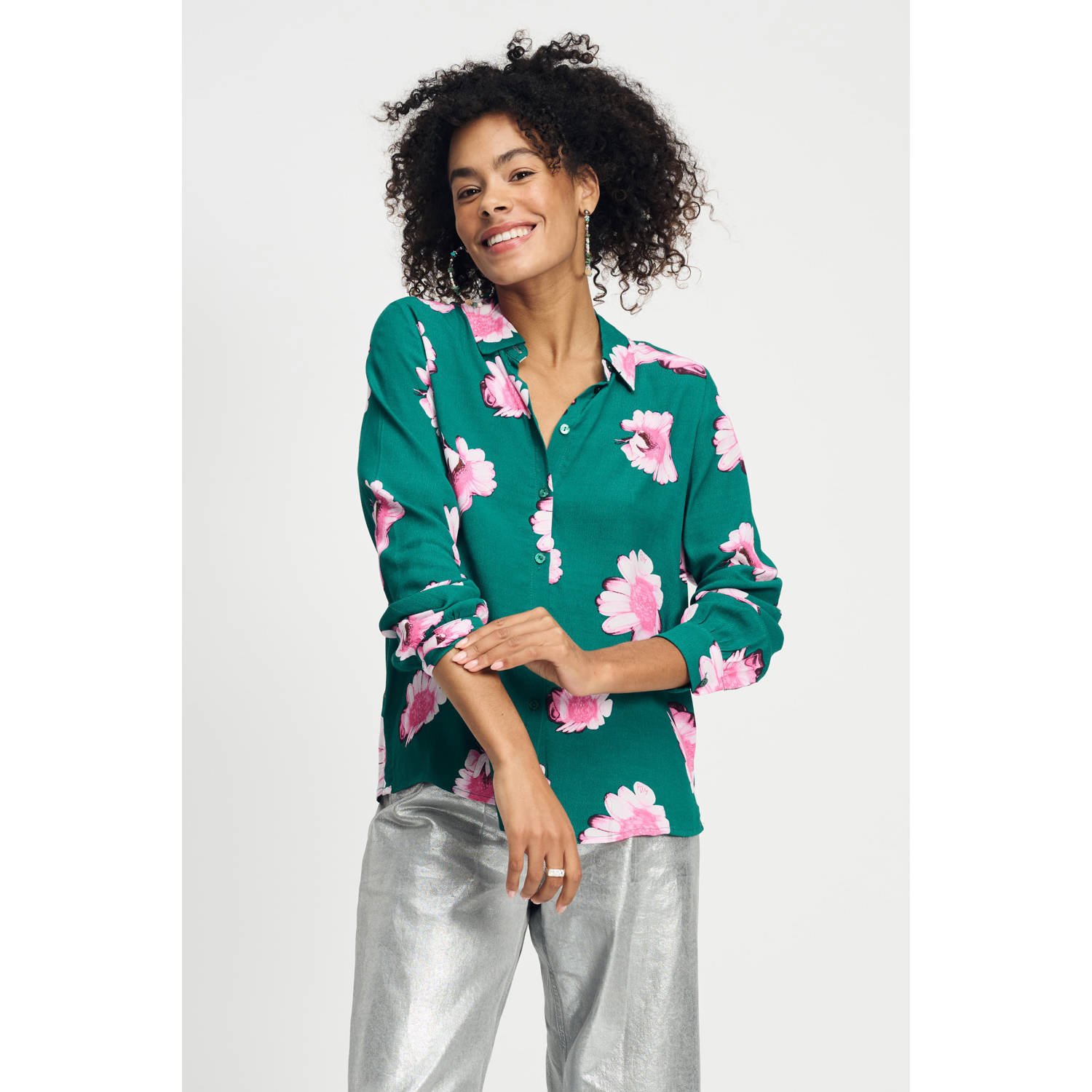 POM AMSTERDAM Dames Blouses Mila Meadow Groen