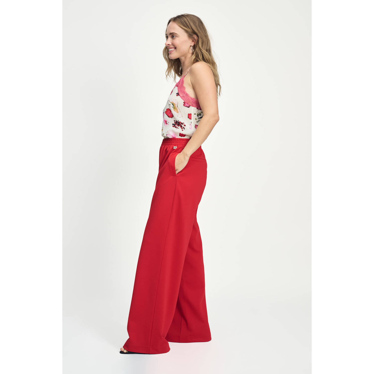 POM Amsterdam wide leg high waist pantalon rood