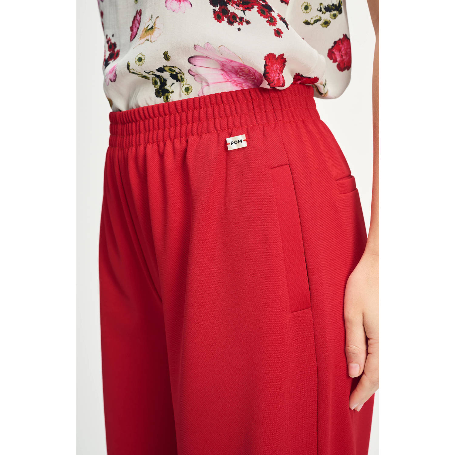 POM Amsterdam wide leg high waist pantalon rood