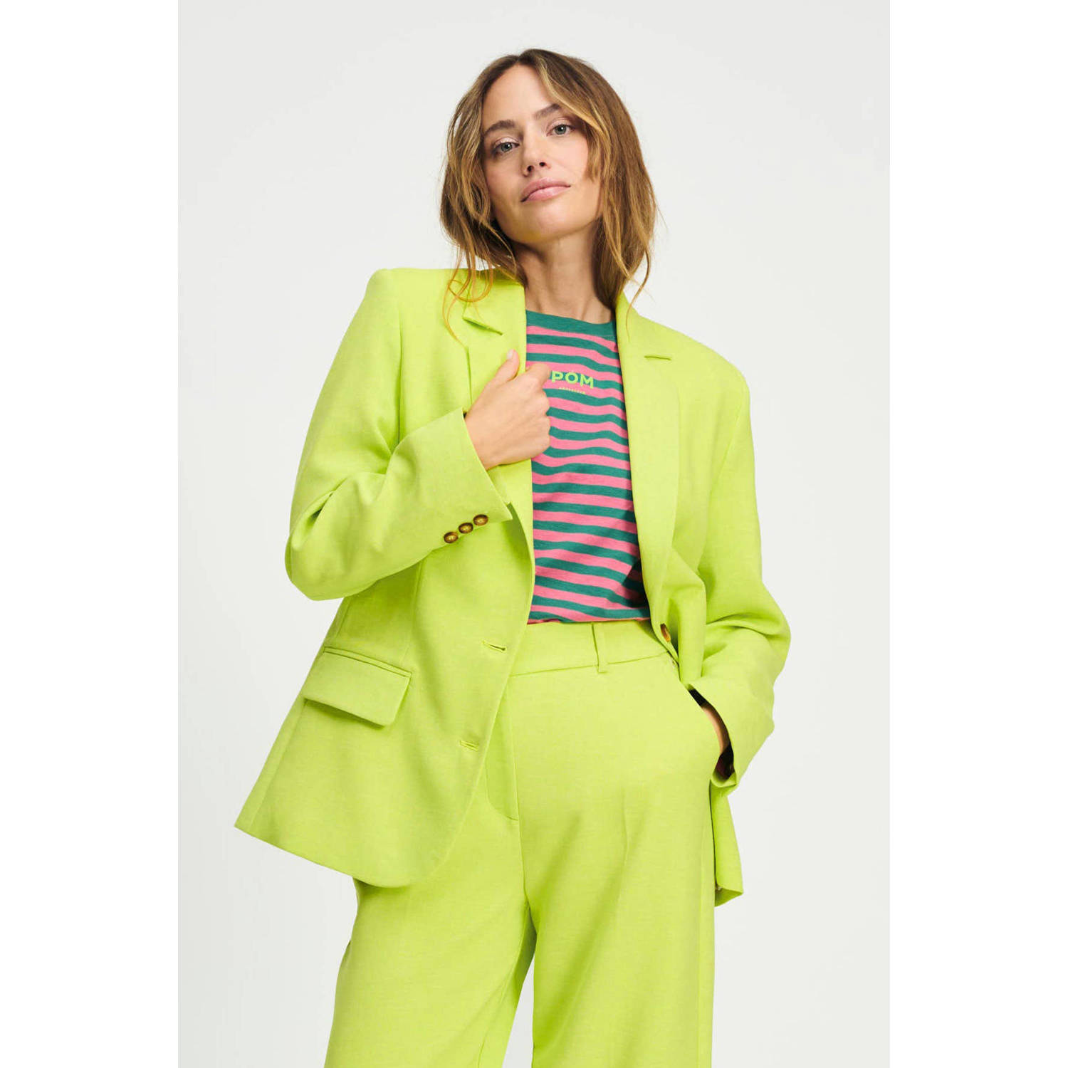 POM Amsterdam regular blazer limegroen