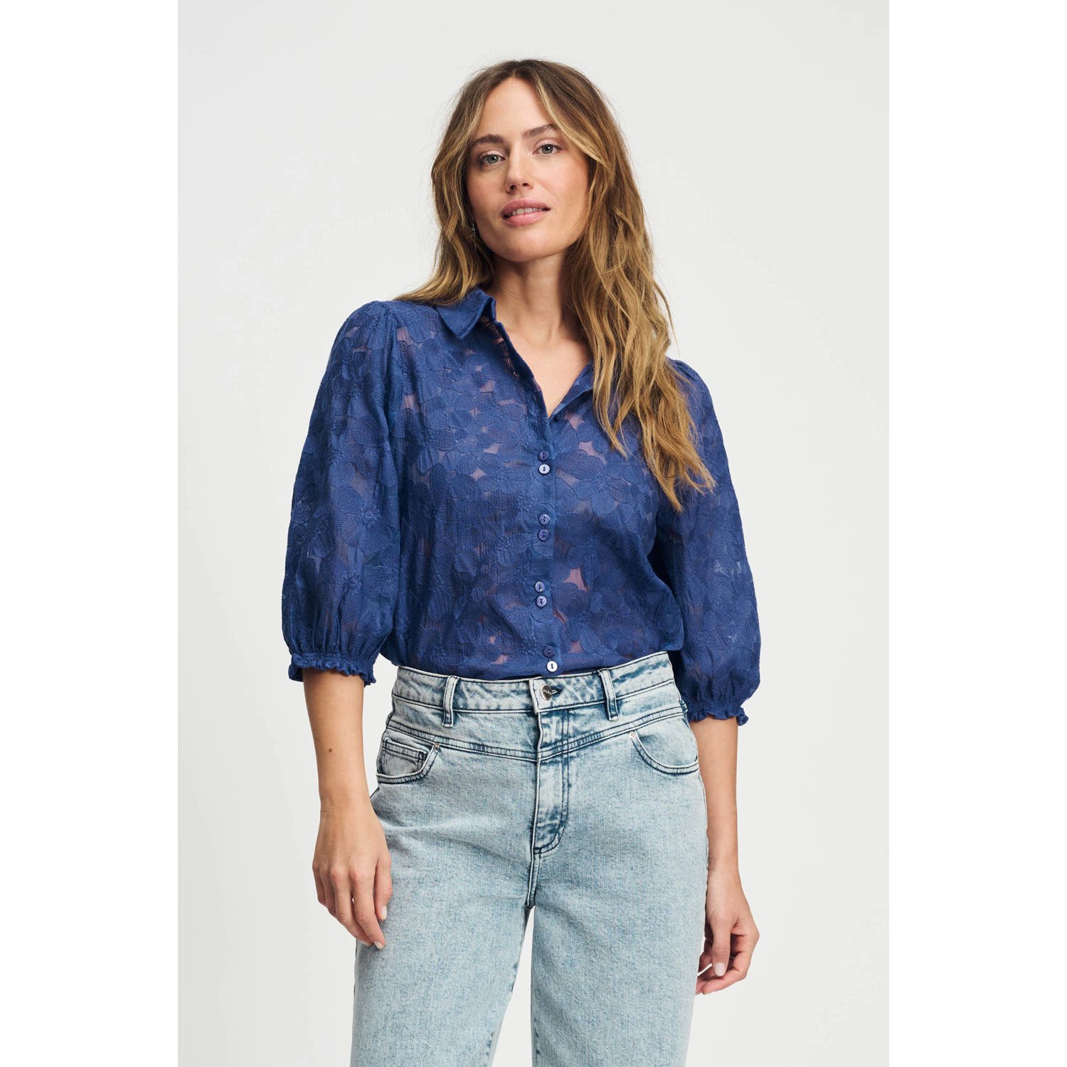 POM AMSTERDAM Dames Blouses Sapphire Blouse Blauw