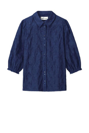 blouse donkerblauw broderie