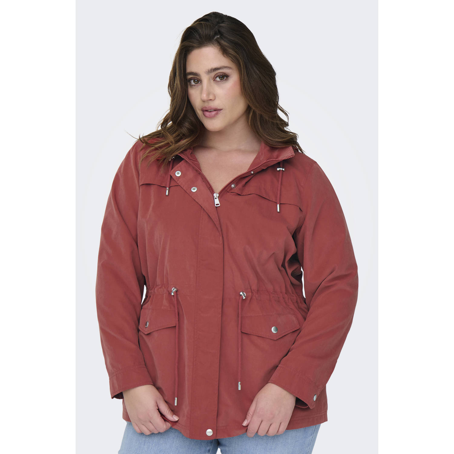ONLY CARMAKOMA outdoor jas donkerrood