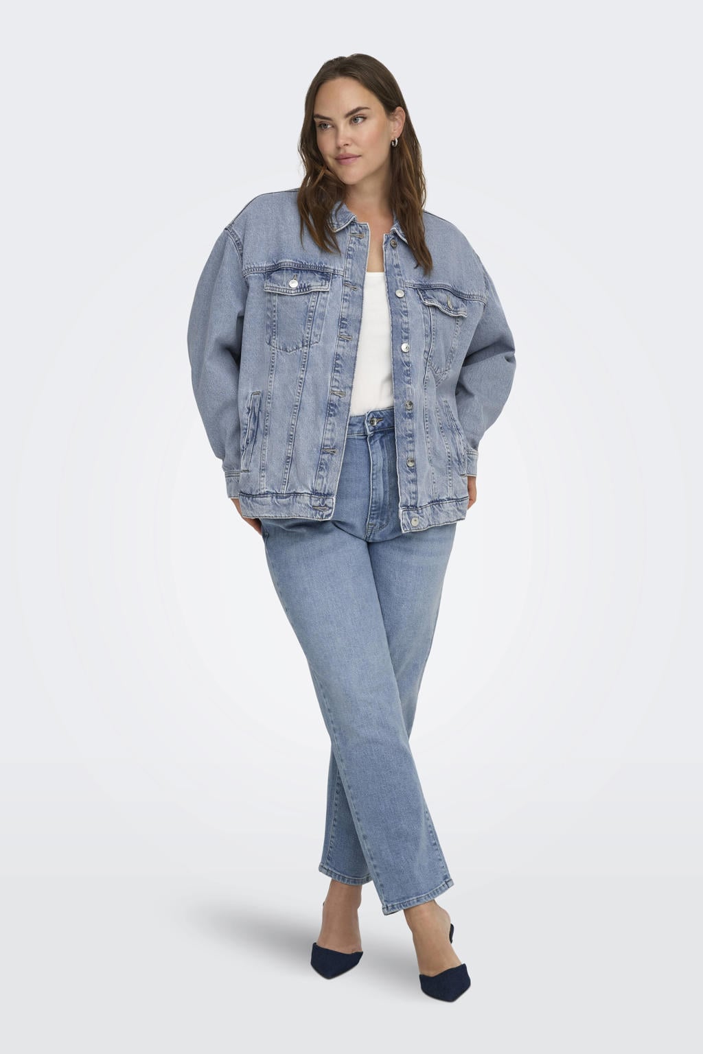 ONLY CARMAKOMA spijkerjas light blue denim