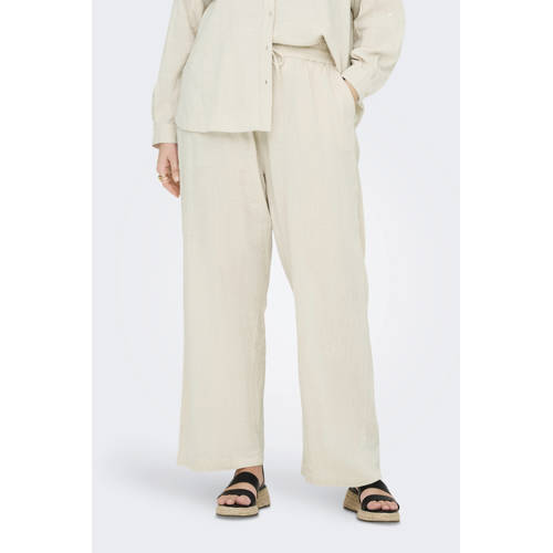 ONLY CARMAKOMA wide leg high waist broek ecru afbeelding