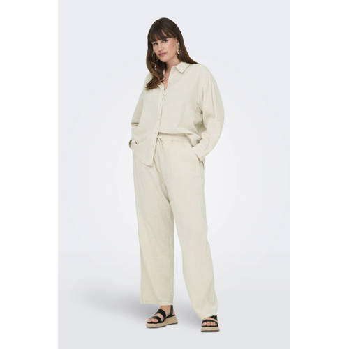 ONLY CARMAKOMA wide leg high waist broek ecru afbeelding