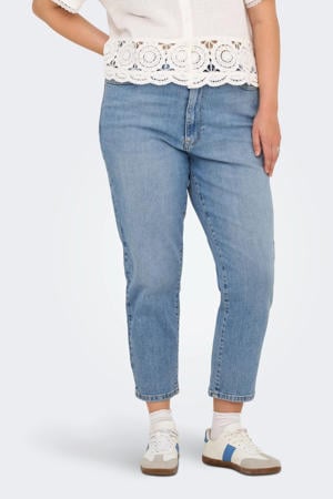 high waist straight leg cropped light blue denim