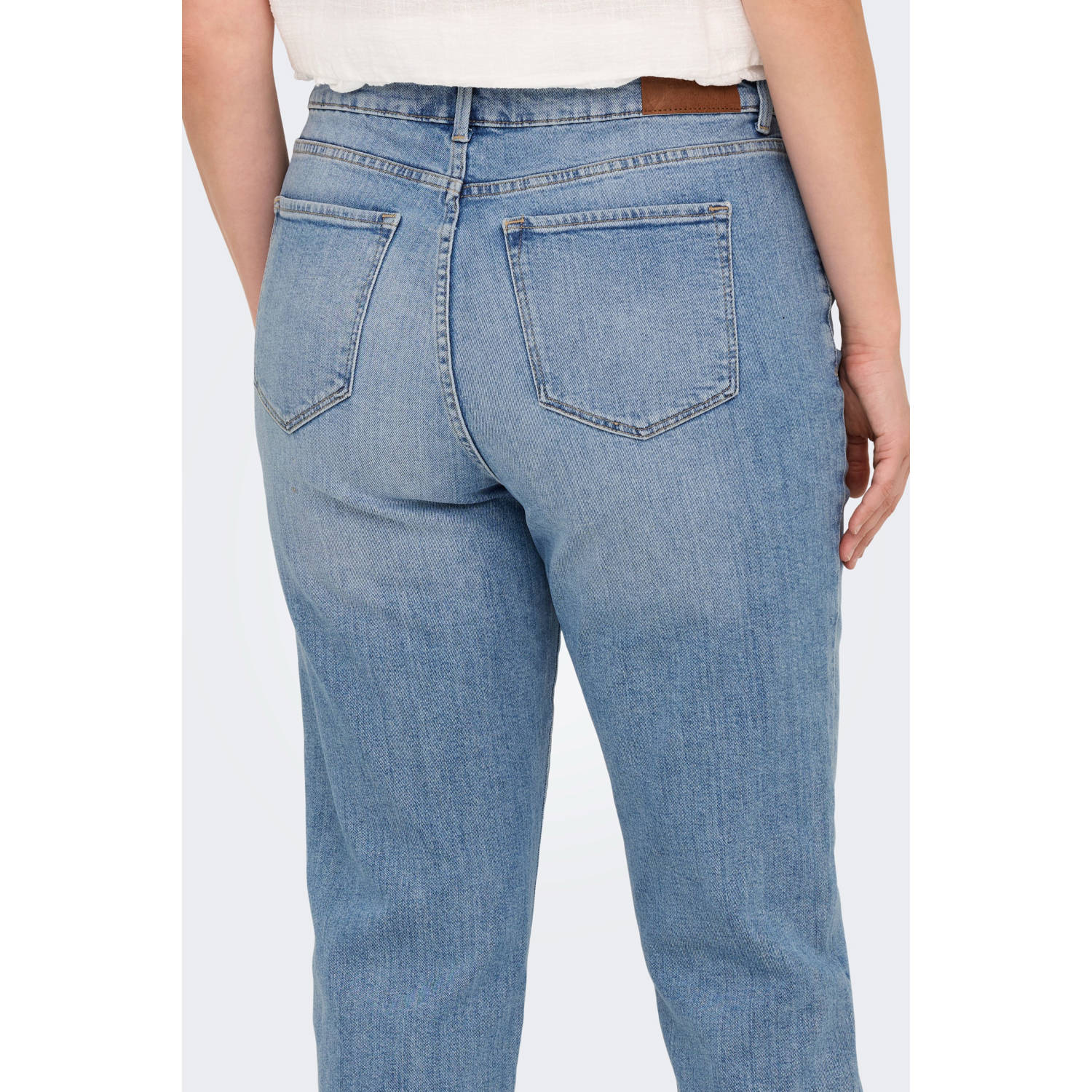 ONLY CARMAKOMA high waist straight leg cropped light blue denim