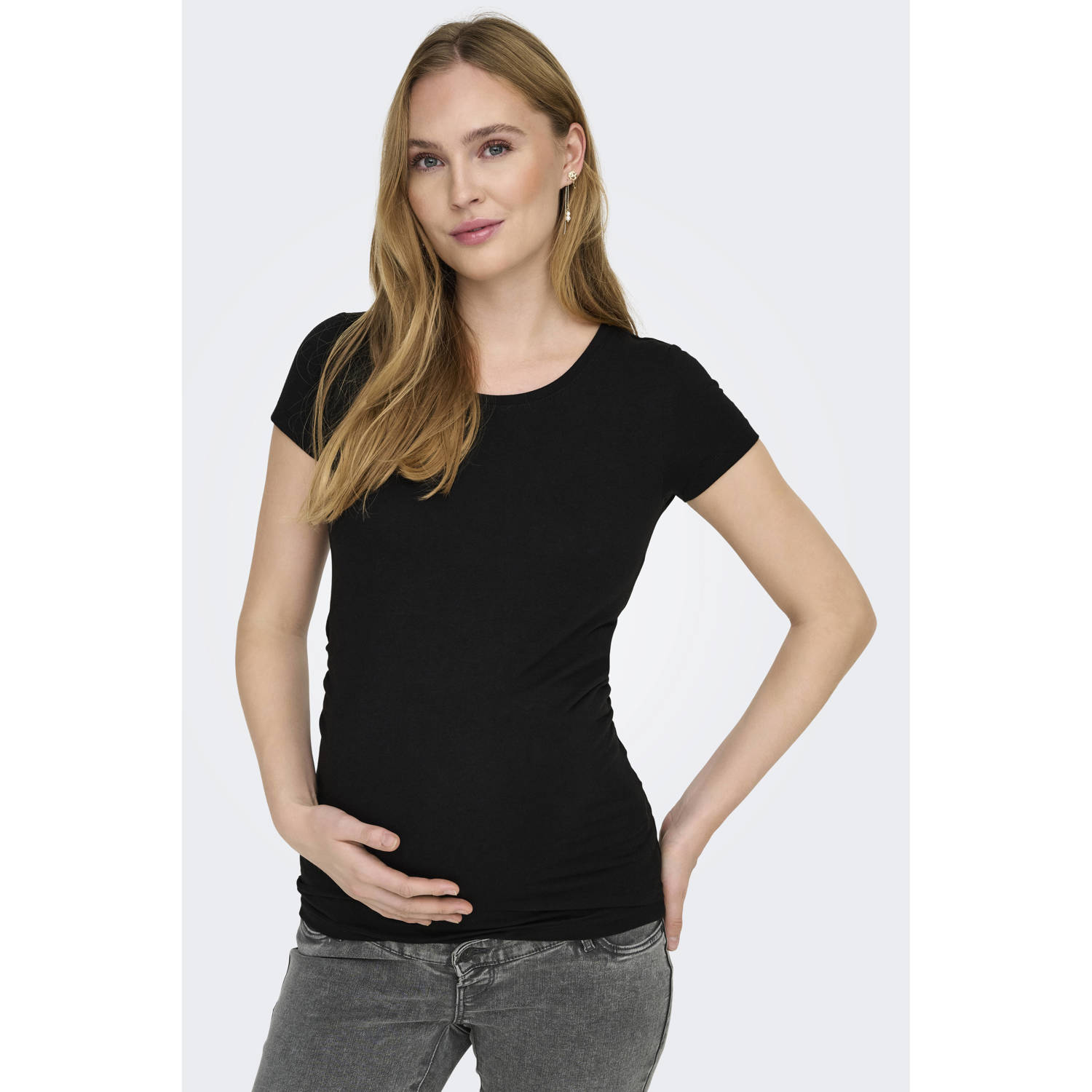 ONLY MATERNITY t-shirt OLMLOVELY set van 2 zwart