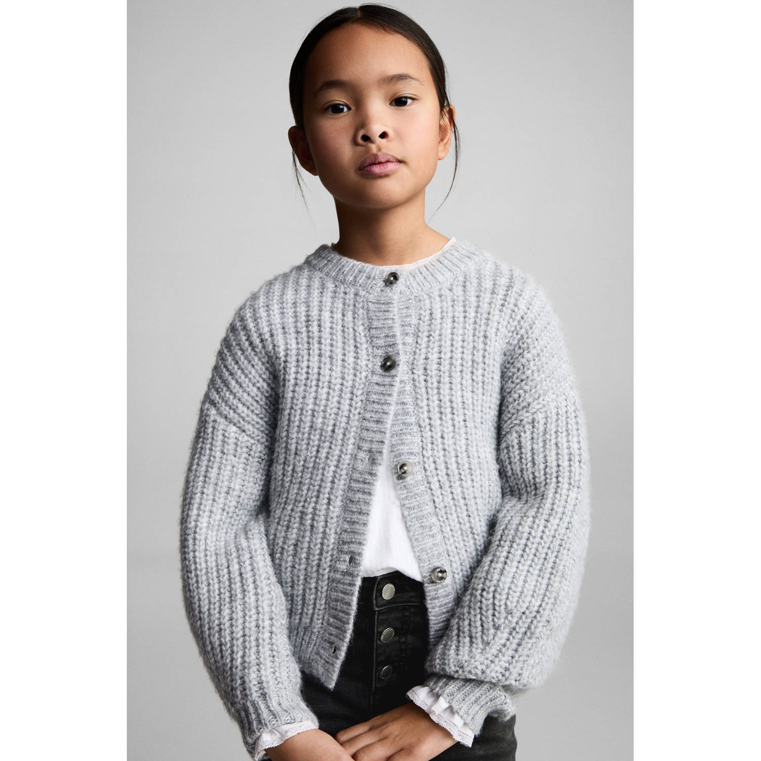 Mango Kids flared regular waist jeans donkergrijs
