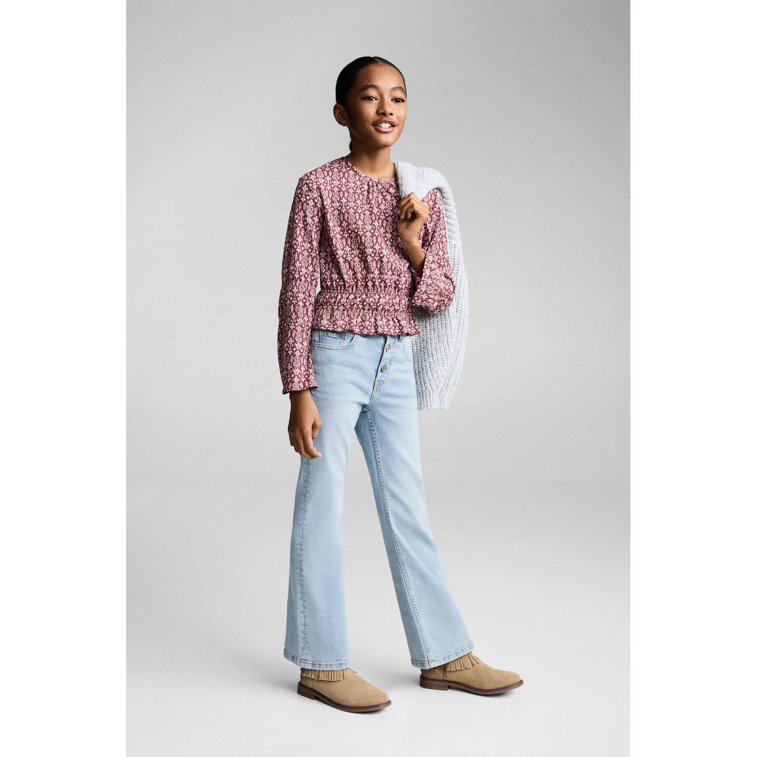 Mango Kids flared regular waist jeans middenblauw