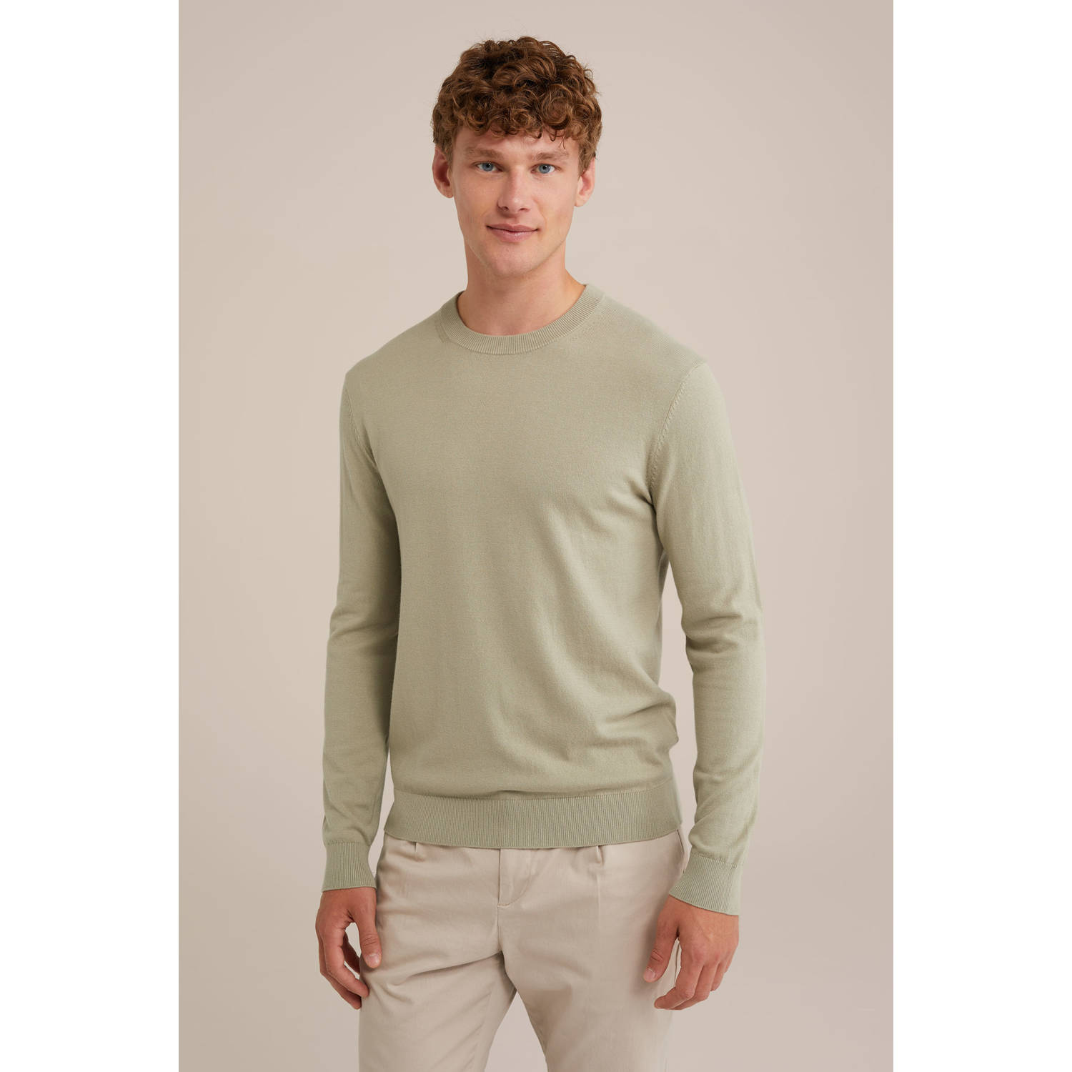 WE Fashion WE Fundamentals trui fijn gebreid groen