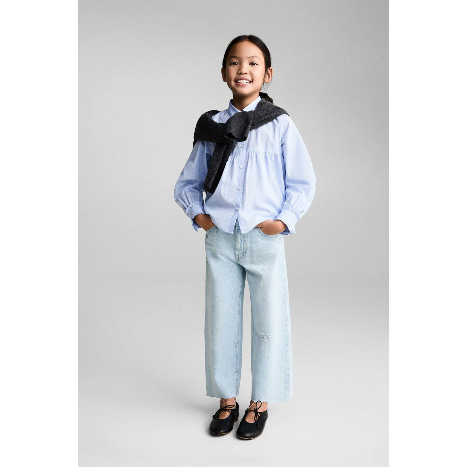 Mango Kids wide leg jeans lichtblauw